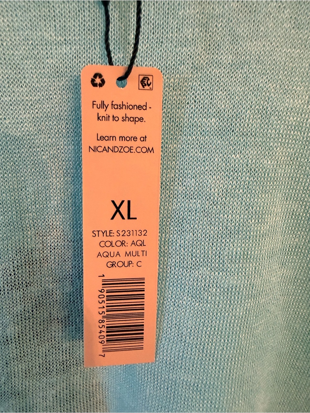 NWT Nic and Zoe Grove Linen Blend Sweater XL Aqua - Picture 5 of 9